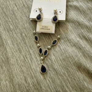 David's Bridal Blue and Silver Teardrop Earrings